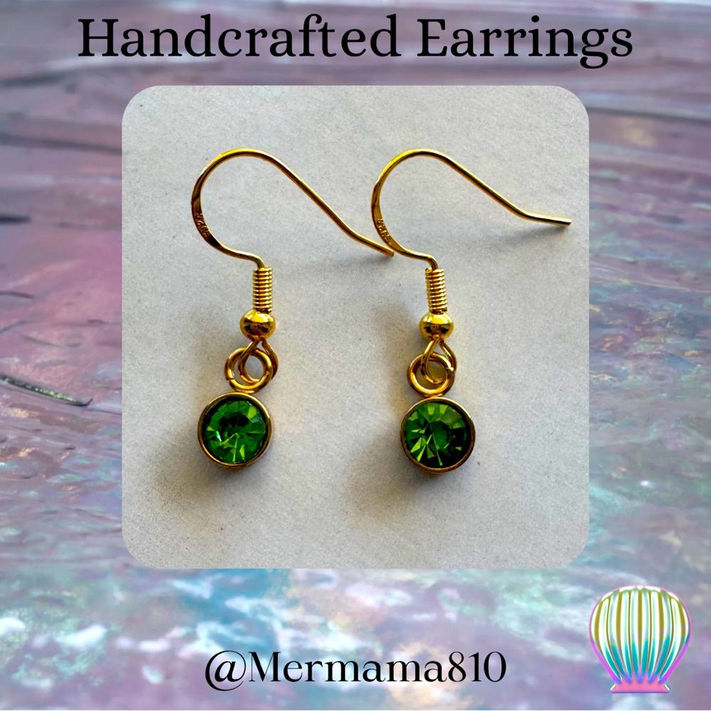 Handcrafted Elegant Green Drop Earrings